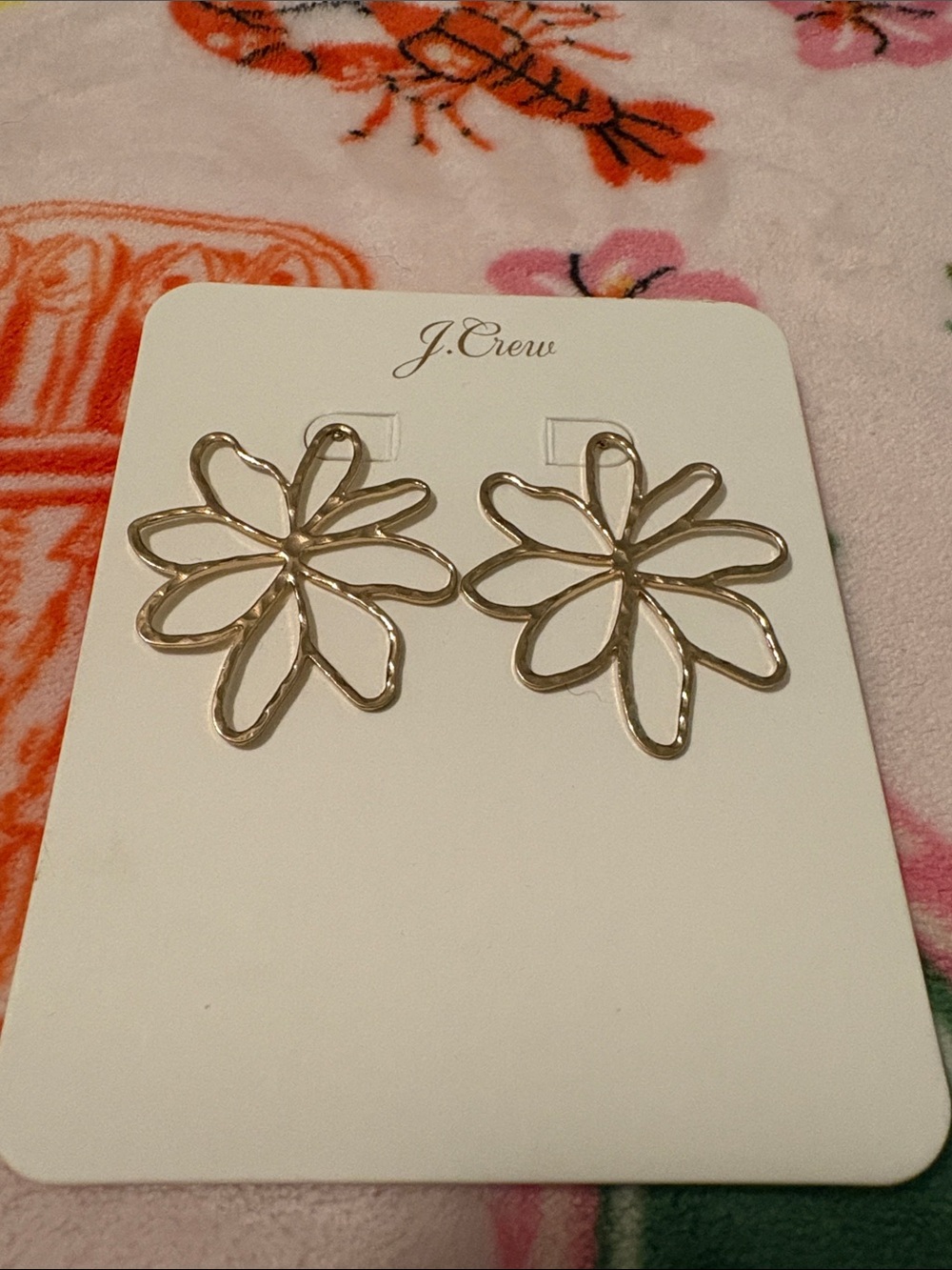 J. Crew Gold Floral Outline Statement Earrings